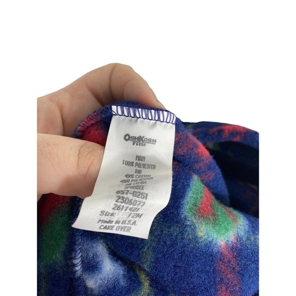 Vtg Oshkosh B'Gosh Baby Fleece Overalls Vestbak 12M Boy Girl USA Sports Print - Picture 6 of 6